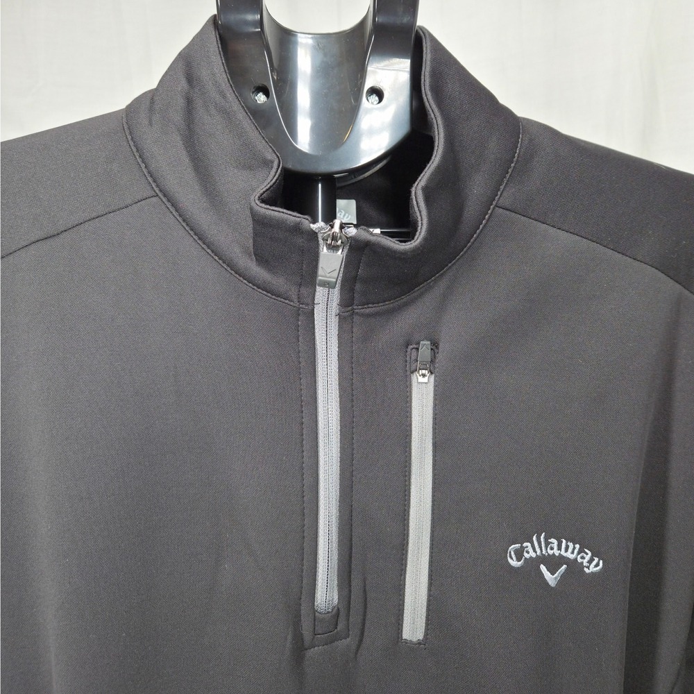 Callaway Mens Large Charcoal Grey Quarter Zip Fleece Lined Pullover Jacket - Picture 3 of 10